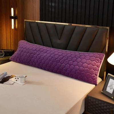 Koppel Zacht Zwart Kussensloop King Queen Kussensloop Woondecoratie Mode Effen Kleur Velours Pluche Gewatteerde Lange Kussensloop 48x120cm 1pc paars