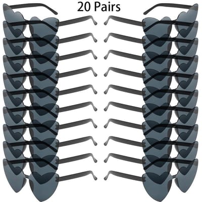20 Paren Hartvormige Zonnebrillen Mode Randloos Effen Kleur Strand Zonnebrillen Dames Trendy Rave Zonnebrillen as picture shows