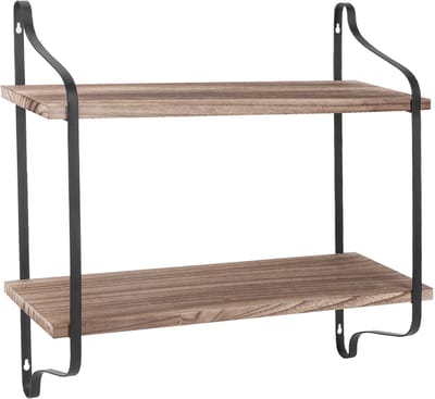 unho wandplank - zwevende planken van hout- 2 lagen - hout en metaal - badkamer keuken opbergrek - 60x15x50cm