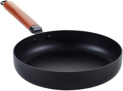 Koekenpan - Koekjespan Koekenpan - Ontbijt Bereiden - Houten Handvat - 26 cm - Zwart