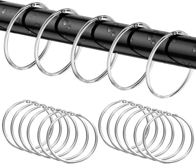 Roestvrije Douchescheiding Ringen - 12 Stuks Haakjes voor Badkamer en Kledingruimte Decoratie, Ideaal voor Gordijnen en Raamdecoratie