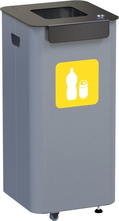 ALDA Modulair Prullenbak op wielen 70L geel, -  afval recyclen, afval scheiden, afvalbakken