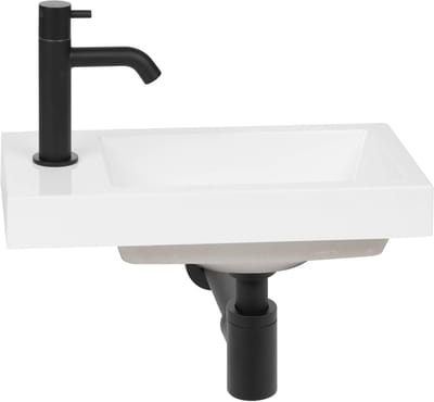 Fonteinset Badkamer - Wastafel Set - Kleine Ruimtes - Kunstmarmer Materiaal - 40x22x185cm - Wit