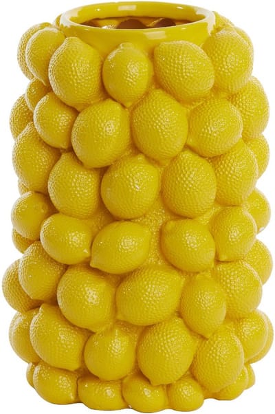 Light & Living Vaas Lemon - Geel - 23.5x23.5x33cm - Kunststof - Modern - Bloemenvaas - Woondecoratie - Decoratieve vaas voor woonkamer of slaapkamer