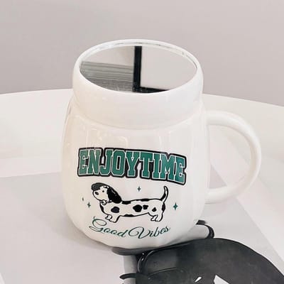 Nieuw Product Keramische Beker met Deksel en Lepel Cartoon Galvaniseren Beer Creatieve Cadeau Mok Student Pakstelstel Koppels Waterbeker 420ML
