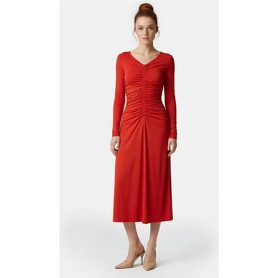 Michael Kors Ls Cf Ruch Midi Dress Brt Trractta Size: XXS | Midi Dresses Outlet | Dames |