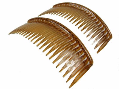 Haarsoires Haarspeld Sierkam Opsteekkammen 12cm - Basic – Grove Tand - Bruin - Set van 2 - Haarsteekkam voor Opgestoken Kapsels - Styling Tool - Haarversierkam - Haar Versiering