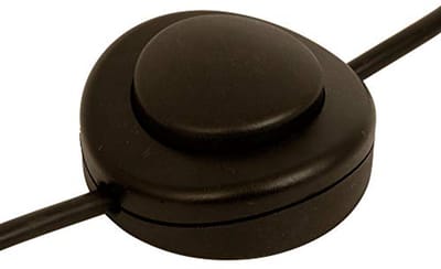 Inline Voet Schakelaar met Drukknop - 2 Amp, 65mm Diameter - Geschikt voor Twee- of Drie-Kern Flexibele Kabels - Zwart