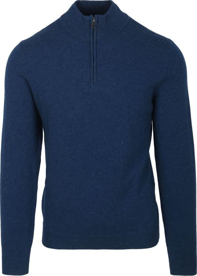 Steppin' Out Half Zip Trui Merinowol Marine Blauw - Maat S - Heren - Pullovers