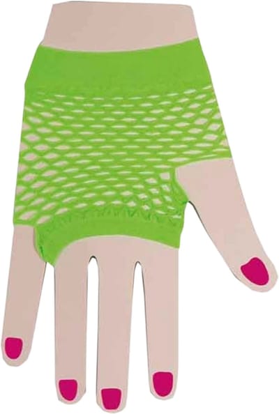 Visnet handschoenen fluo groen - Groene neon visnet handschoenen - Foute Party - Carnaval