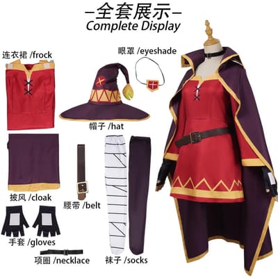 Anime Megumin Cosplay Kostuum Dames Tovenares Jurk Outfits Megumin Cos Pruik Halloween Cos Kostuums XS&Other red