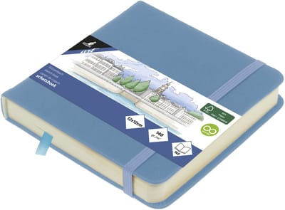 Kangaro schetsboek - 12x12cm - sky blue - met elastiek en lint