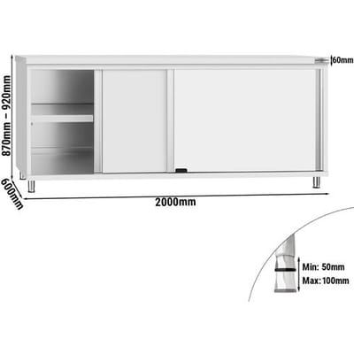 GGM Gastro Edelstahl Arbeitsschrank ECO - 2000x600mm - mit Schiebetür Zilver