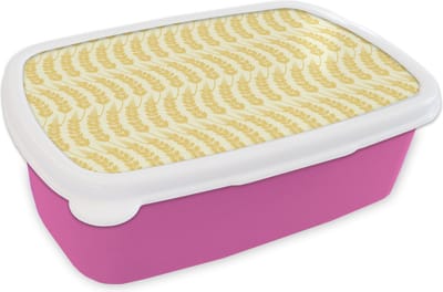 Broodtrommel Roze - Lunchbox - Brooddoos - Graan - Patronen - Waves - 18x12x6 cm - Kinderen - Meisje