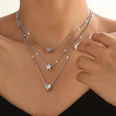 925 Zilver Drie-Laags Rond Hanger Ketting voor Vrouwen Eenvoudige Slang Ketting Bedel Bal Ketting Feest Cadeau Exquise Sieraden voor Vrouwen brown