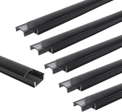 6-Pack LED Aluminium Profiel, 1 Meter U-Vormige LED Strip Kanaal met Diffuser, Eindkappen en Montageclips voor LED Strip Verlichting