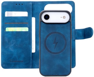 CaseMania Bookcase hoesje geschikt voor iPhone 17 Air - Effen Donkerblauw - Kunstleer - 2-in-1 Magnetisch Uitneembaar Design - Compatible met MagSafe