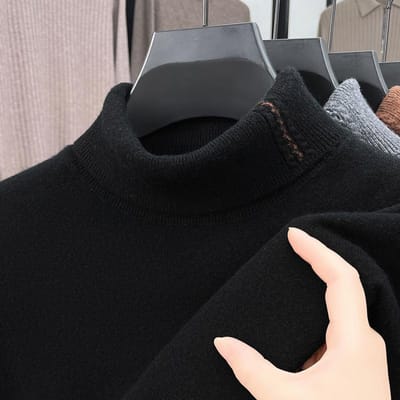 Herfst en Winter Nieuwe Kasjmier Wol Trui voor Jonge en Middelbare Mannen Trui Jacquard Col Verdikte Trui 2XL black