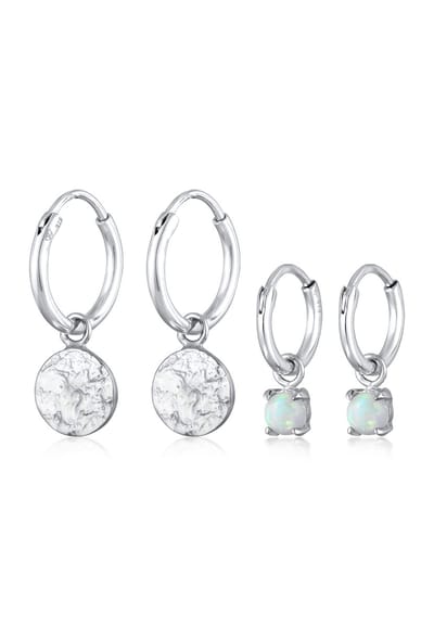 Elli Oorbellen Dames oorrings Set van 2 met Opaal in 925 sterling zilver