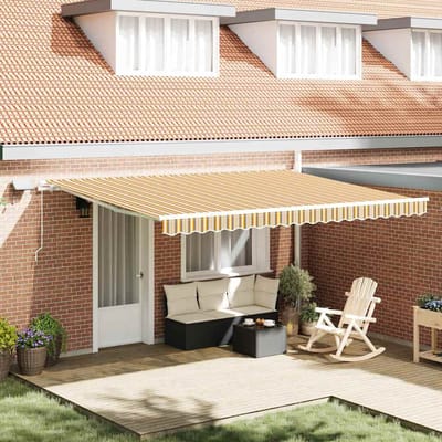 vidaXL - Uitschuifbare - luifel - Meerkleurig - 450 - × - 300 - cm - Stof - en - Aluminium