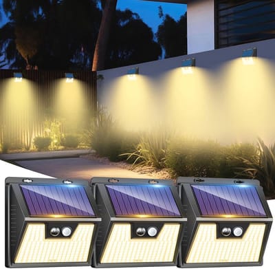 Set van 3 Zonnelampen voor Buiten met Bewegingssensor - IP65 Waterdicht, 176 LEDs, 3 Modi - Perfect voor Tuin en Garage