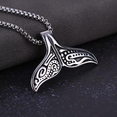 Nieuwe Europese en Amerikaanse Trendy Heren Veelzijdige Ketting Gepersonaliseerde Klassieke Heren en Dames Visstaart Ketting Hanger Accessoire black