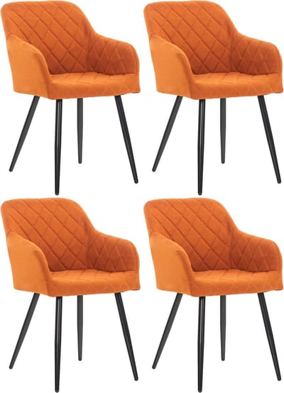 CLP Shila Set van 4 Eetkamerstoelen oranje Stof