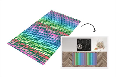 Keukenloper - Loper keuken - Regenboog - Patroon - Pastel - 120x60 cm - Keukenloper vinyl
