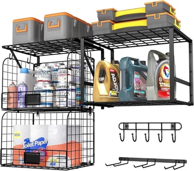 3-delige Heavy Duty Opbergrekken voor Garage en Schuur met Draadmanden en Haken