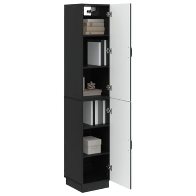 vidaXL - Kast - Set - 2 - st - Zwart - Bewerkt - hout