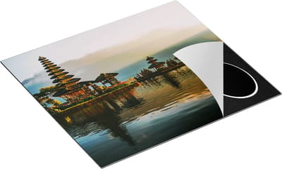 Chefcare Inductie Beschermer Pura Tempel in Bali op het Meer Beratan - 60x50 cm - Afdekplaat Inductie - Kookplaat Beschermer - Inductie Mat