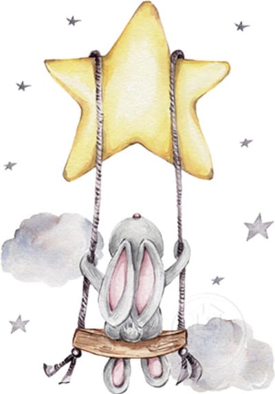 Muursticker - Konijn & Ster - Kinderkamer decoratie - Muurdecoratie - Babykamer