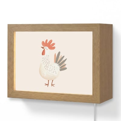 Wandlamp 20x15 cm - Oplaadbaar - Kip - Boerderij - Dieren - Wandlampen binnen woonkamer - Slaapkamer lamp met kabel - Decoratieve nachtlamp - Vloerlamp snoer