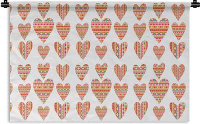Wandkleed - Wanddoek - Hart - Zuid-Amerika - Patronen - 180x120 cm - Wandtapijt