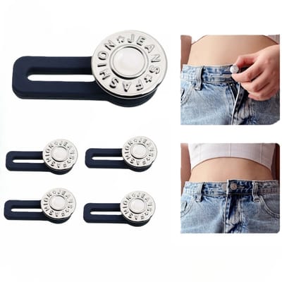 5 Stuks Spijkerbroek Verlengknoop - Broeken Elastiek - Knoopsgat Verlenger – Broekverbreder - Jeans Knopen - Zilver - LOUZIR
