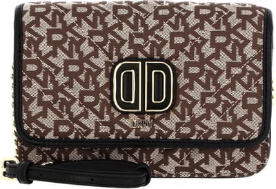 DKNY Leren Schoudertas Dlephine JQD Crossbody Bag Chino / Blk Bruine