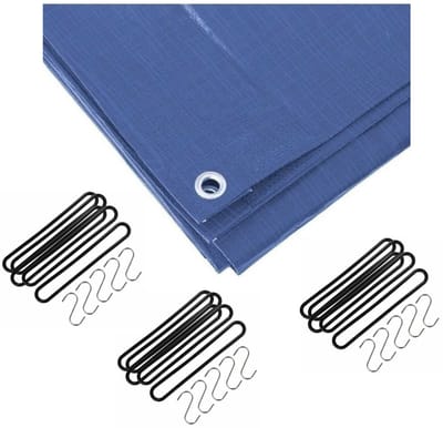 Benson Afdekzeil - blauw - 4 x 5 meter - met 15x spanrubbers en S-haken - dekzeilen - polyester - doeken