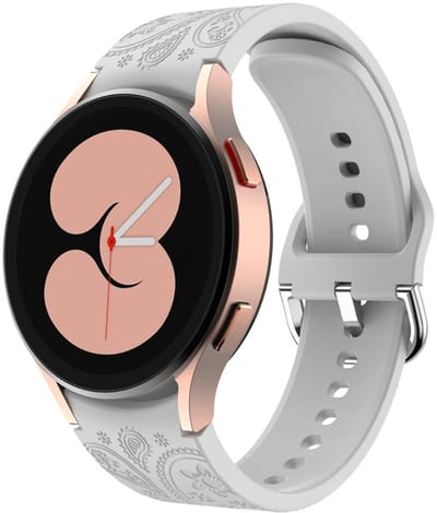 Siliconen bandje - geschikt voor Samsung Galaxy Watch 7 (40 & 44mm) / Watch 6 (Classic) / Watch 5 (Pro) / Watch 4 (Classic) / Watch FE - bloemenprint met gespsluiting - grijs