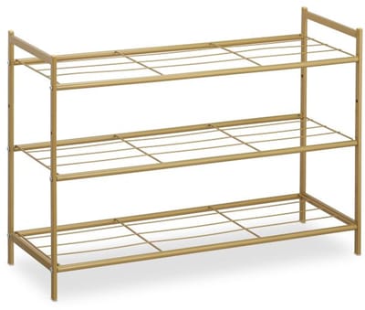 Doodadeals® Schoenenrek Goud – 3 Laags Schoenen Rek van Metaal – Luxe Schoenen Opberger – 50 x 70 x 26 cm