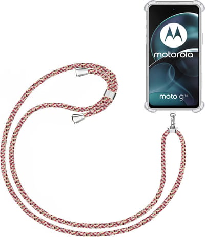 Telefoonkoord + Hoesje Geschikt voor Motorola Moto G14 - Lengte Verstelbaar - Telefoonketting - Shock Proof Case - Meerkleurig