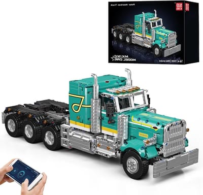 Techniek American Truck speelgoedauto modelbouwset met klembouwstenen voor volwassenen, klassieke vrachtwagen, bouwspeelgoed en cadeau-ideeën vanaf 14 jaar (2064+ delen)