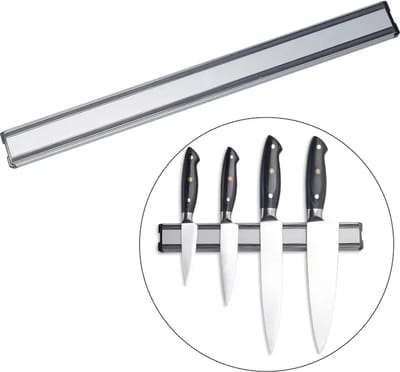 Magnetische ophangmagneet van aluminium voor messen, keukengerei etc van Phillipe Sail. Sterke magneet, stevig, stijlvol, ideaal voor georganiseerde opslag van messen, keukengerei, gereedschappen en andere metalen voorwerpen