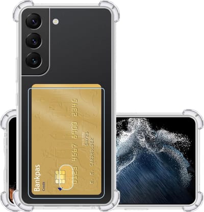 Hoesje - Geschikt voor Samsung Galaxy S22 - Met Pashouder en Kaarthouder - Telefoon Hoes Shockproof - Siliconen Case - Back Cover - Shock Proof - Pasjes Houder - Transparant