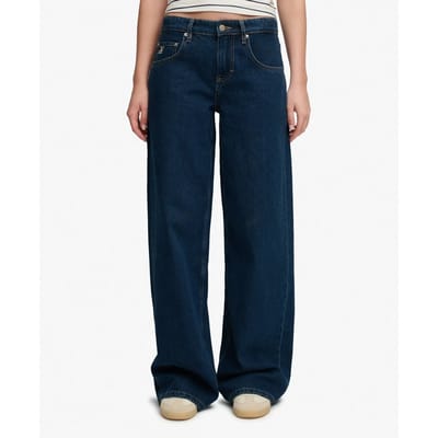 Superdry Mid Rise Baggy Jeans Dark Blue Grootte: 28/30