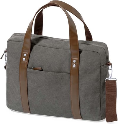 Aktetas canvas grijs - Laptoptas 15 inch - Werktas - Documententas - Zakelijke tas