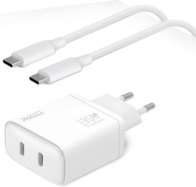 Usb C stekker + usb C Naar usb C kabel - 35w - Snellader - 2 poorten - Oplaadstekker - Lader - Set