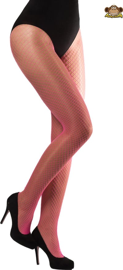 Partychimp Panty Visnet Dames Neonroze Nylon Toppers in Concert 2025 Fout en Stout One-size