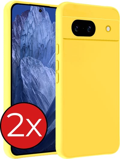 Hoesje - 2 Stuks - Geschikt voor Google Pixel 8a - Sterk & Shockproof - Telefoonhoes - Back Cover - Case Siliconen - Telefoon Hoes - Geel
