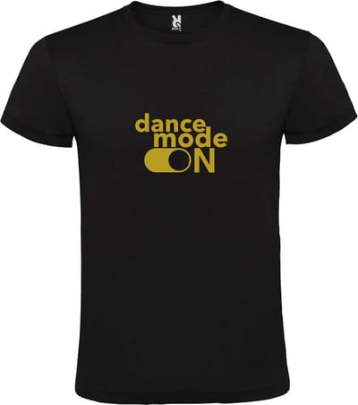 Zwart T-Shirt met “ Dance Mode On “ afbeelding Goud Size XS