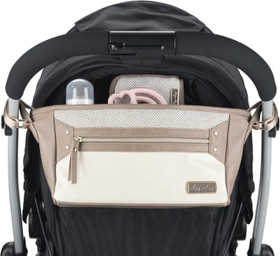 Verstelbare Kinderwagen Caddy – Kinderwagen Organizer met Ingebouwde Vakken en Verstelbare Riemen